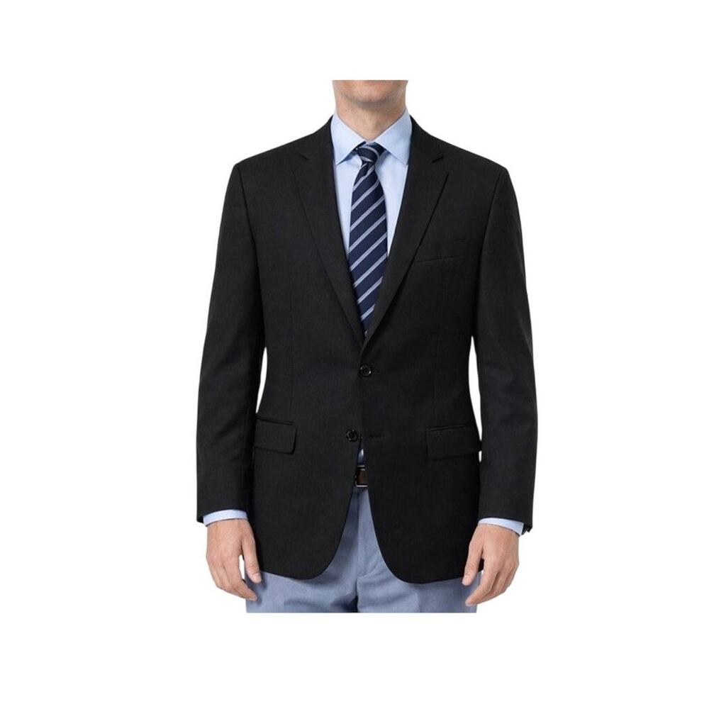 John Varvatos Suit Jacket Mens 40R Black Wool Single Needle Viscose Lined Sporty